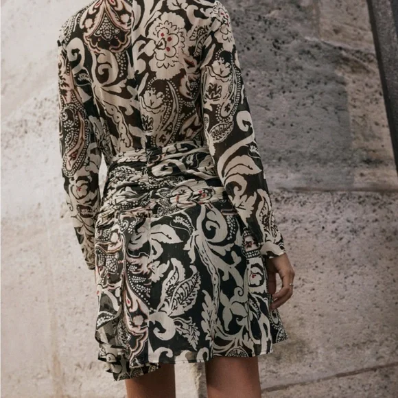 New Zara Zara Printed Dress with Metallic Thread - Picture 10 of 17